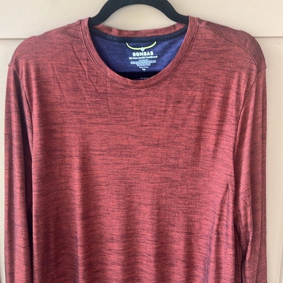 Bombas Men's L Merino Wool Blend Crew Neck Long Sleeve Base Layer T-Shirt Rust - Picture 2 of 6